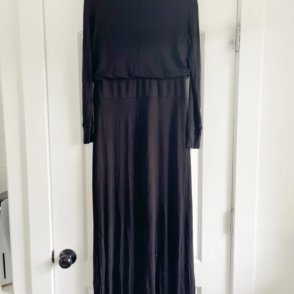 Chicos Cowl Neck Black Ribbed Maxi Dress - M - Picture 7 of 7